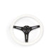 NRG Classic Wood Grain Steering Wheel (350mm) White Paint Grip w/Black 3-Spoke Center - Lunaticsco