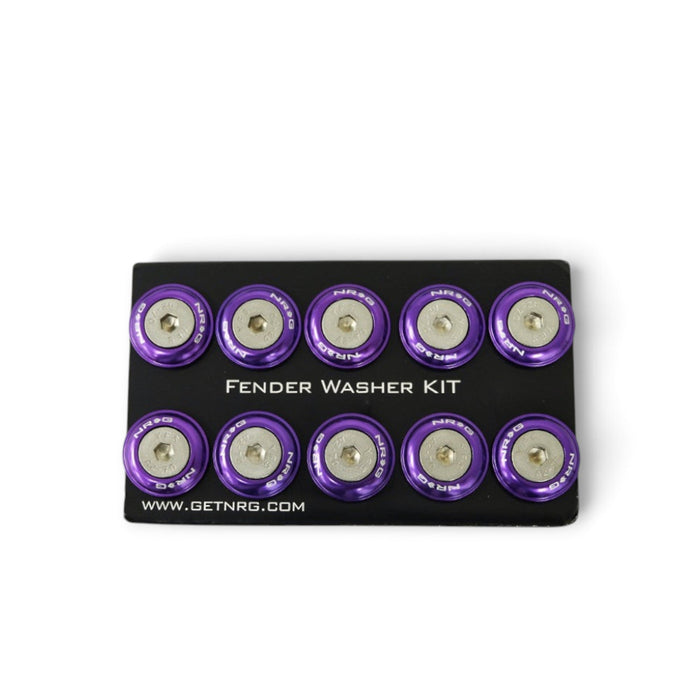 NRG Fender Washer Kit w/Rivets For Plastic (Purple) - Set of 10 - Lunaticsco