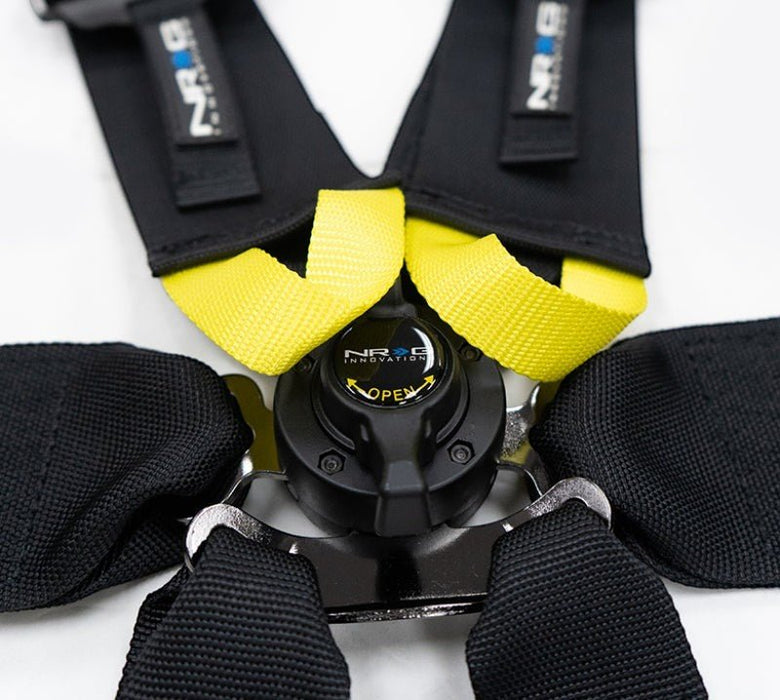 NRG FIA 6pt 2in. Shoulder Belt for HANS Device/ Rotary Cam Lock Buckle/ 3in. Waist Belt - Black - Lunaticsco