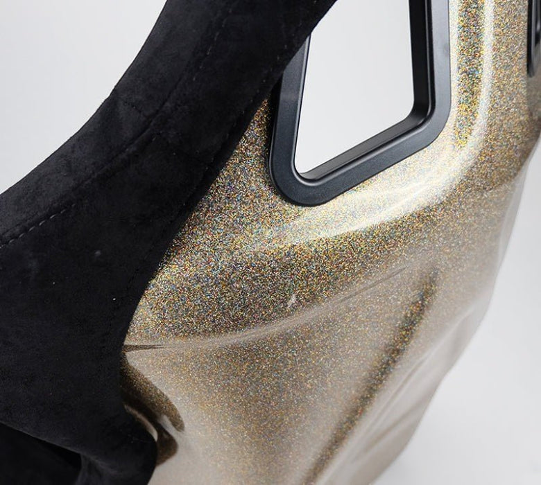 NRG FRP Bucket Seat ULTRA Edition - Large (Black Alcantara/Gold Glitter Back) - Lunaticsco
