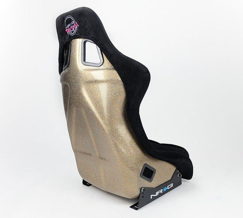 NRG FRP Bucket Seat ULTRA Edition - Large (Black Alcantara/Gold Glitter Back) - Lunaticsco