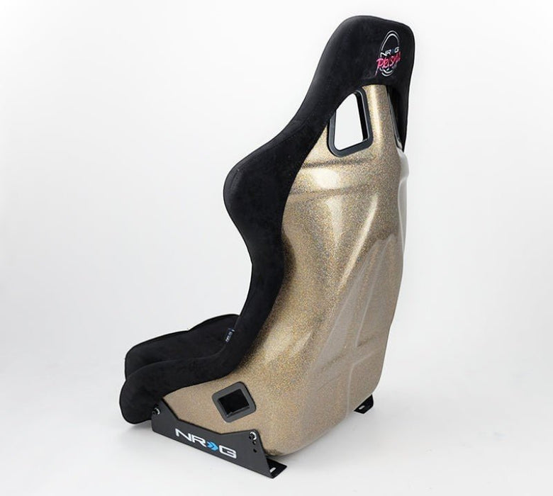 NRG FRP Bucket Seat ULTRA Edition - Large (Black Alcantara/Gold Glitter Back) - Lunaticsco