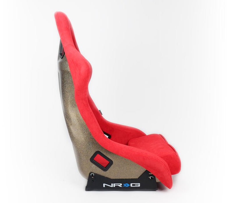 NRG FRP Bucket Seat Ultra Edition – Large (Red Alcantara / Gold Glitter Back) - Lunaticsco