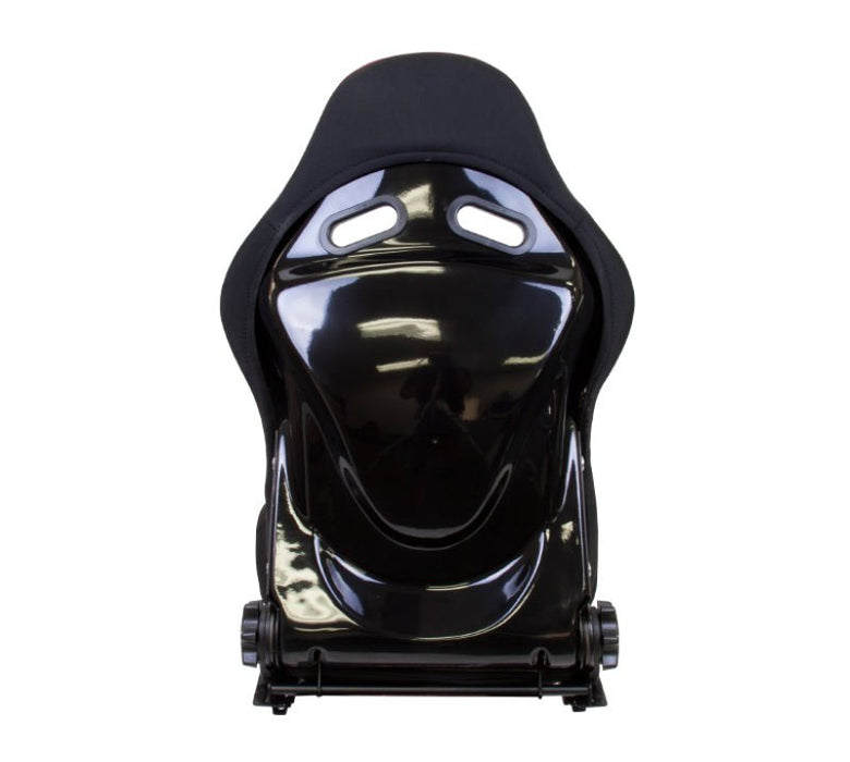 NRG FRP Racing Bucket Seat - Reclinable (Black Cloth W/Red Stiting) - Lunaticsco