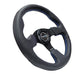 NRG Reinforced Steering Wheel (320mm) Black Leather w/Blue Stitching - Lunaticsco