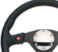 NRG Reinforced Steering Wheel (320mm) Blk Leather w/Dual Buttons - Lunaticsco