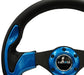 NRG Reinforced Steering Wheel (320mm) Blk w/Blue Trim - Lunaticsco