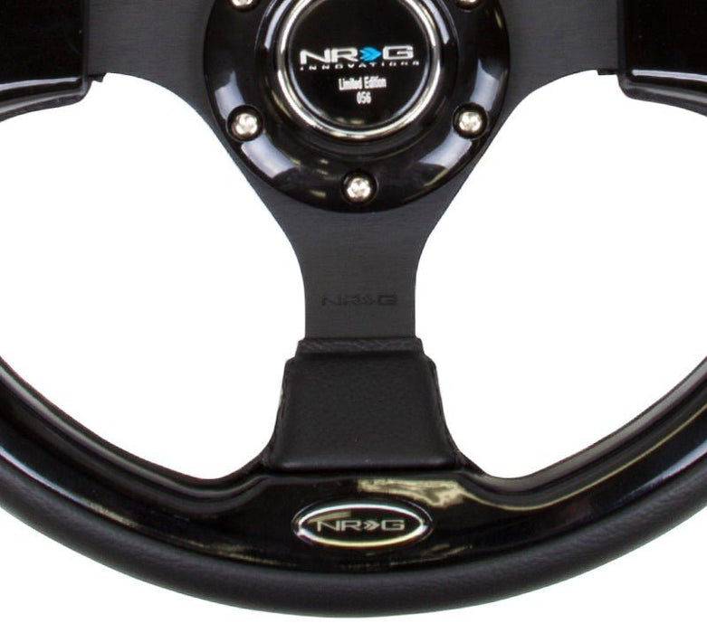 NRG Reinforced Steering Wheel (320mm) Blk w/Gloss Black Trim - Lunaticsco