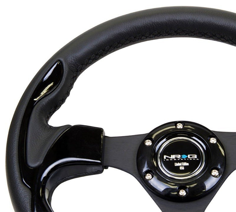 NRG Reinforced Steering Wheel (320mm) Blk w/Gloss Black Trim - Lunaticsco
