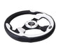 NRG Reinforced Steering Wheel (320mm) Blk w/White Trim & 4mm 3-Spoke - Lunaticsco