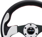 NRG Reinforced Steering Wheel (320mm) Blk w/White Trim & 4mm 3-Spoke - Lunaticsco