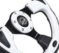 NRG Reinforced Steering Wheel (320mm) Blk w/White Trim & 4mm 3-Spoke - Lunaticsco