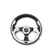 NRG Reinforced Steering Wheel (320mm) Blk w/White Trim & 4mm 3-Spoke - Lunaticsco