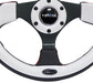 NRG Reinforced Steering Wheel (320mm) Blk w/White Trim & 4mm 3-Spoke - Lunaticsco