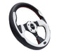 NRG Reinforced Steering Wheel (320mm) Blk w/White Trim & 4mm 3-Spoke - Lunaticsco