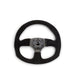 NRG Reinforced Steering Wheel (320mm Horizontal / 330mm Vertical) Black Suede w/Black Stitching - Lunaticsco