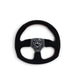 NRG Reinforced Steering Wheel (320mm Horizontal / 330mm Vertical) Suede w/Red Stitch - Lunaticsco
