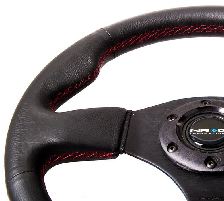 NRG Reinforced Steering Wheel (320mm) Leather w/Red Stitch - Lunaticsco
