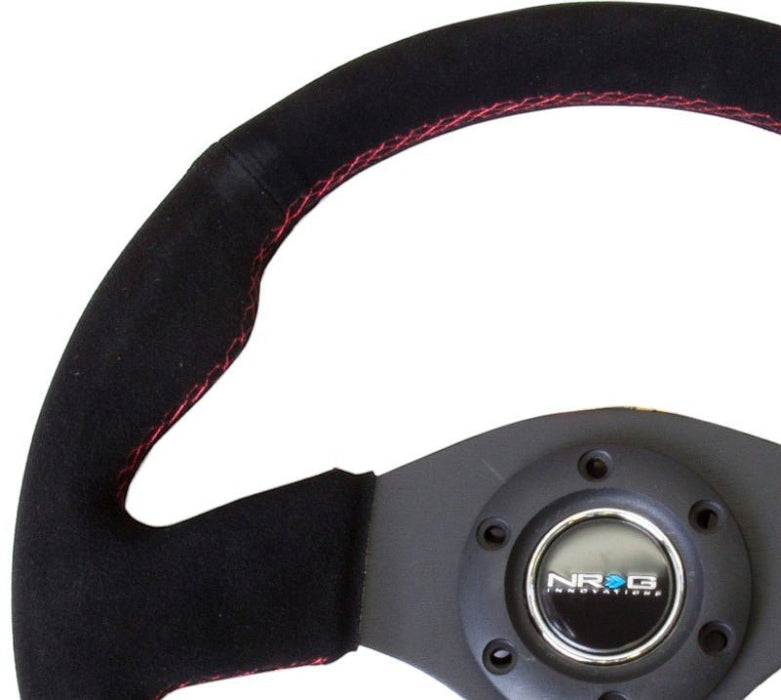 NRG Reinforced Steering Wheel (320mm) Suede w/Red Stitch - Lunaticsco