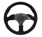 NRG Reinforced Steering Wheel (350mm / 2.5in. Deep) Blk Suede Comfort Grip w/5mm Matte Blk Spokes - Lunaticsco
