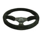 NRG Reinforced Steering Wheel (350mm / 2.5in. Deep) Blk Suede Comfort Grip w/5mm Matte Blk Spokes - Lunaticsco