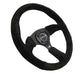NRG Reinforced Steering Wheel (350mm / 2.5in. Deep) Blk Suede Comfort Grip w/5mm Matte Blk Spokes - Lunaticsco
