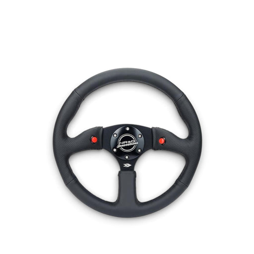 NRG Reinforced Steering Wheel (350mm/ 2.5in. Deep) Sport Leather Racing/ 4mm Matte Black Spoke - Lunaticsco