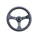 NRG Reinforced Steering Wheel 350mm 3" Deep (Black Leather / Black Stitching) - Lunaticsco