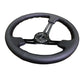 NRG Reinforced Steering Wheel 350mm 3" Deep (Black Leather / Black Stitching) - Lunaticsco