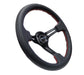 NRG Reinforced Steering Wheel 350mm 3" Deep (Black Leather / Red Stitch) - Lunaticsco
