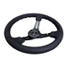 NRG Reinforced Steering Wheel (350mm / 3in. Deep) Black Leather w/ Alcantara Stitching - Lunaticsco