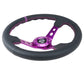 NRG Reinforced Steering Wheel (350mm / 3in. Deep) Black Leather w/Purple Center & Purple Stitching - Lunaticsco