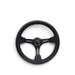 NRG Reinforced Steering Wheel (350mm / 3in. Deep) Black Leather/Red Stitch & Blk 3-Spoke w/Slits - Lunaticsco