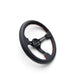 NRG Reinforced Steering Wheel (350mm / 3in. Deep) Black Leather/Red Stitch & Blk 3-Spoke w/Slits - Lunaticsco