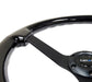 NRG Reinforced Steering Wheel (350mm / 3in. Deep) Black w/Black Chrome Solid 3-Spoke Center - Lunaticsco