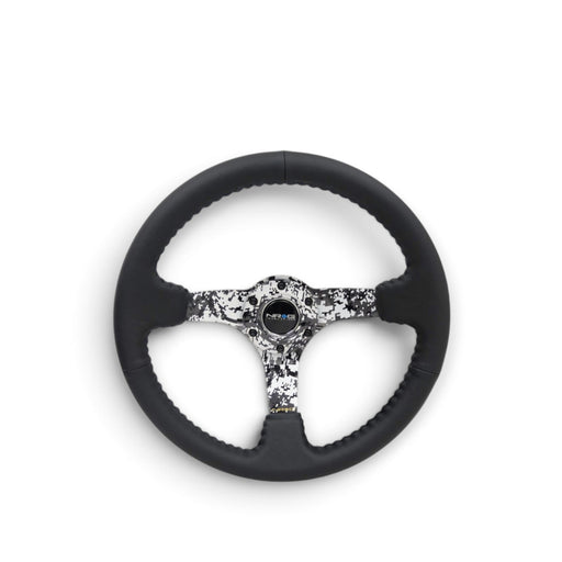 NRG Reinforced Steering Wheel (350mm / 3in. Deep) Blk Leather w/Hydrodipped Digi-Camo Spokes - Lunaticsco