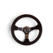 NRG Reinforced Steering Wheel (350mm / 3in. Deep) Blk Suede w/Blk BBall Stitch (Odi Bakchis Edition) - Lunaticsco