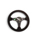 NRG Reinforced Steering Wheel (350mm / 3in. Deep) Blk Suede w/Blk BBall Stitch (Odi Bakchis Edition) - Lunaticsco