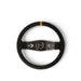 NRG Reinforced Steering Wheel (350mm / 3in. Deep) Blk Suede w/NRG Arrow Cut 2-Spoke & Yellow Mark - Lunaticsco
