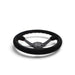 NRG Reinforced Steering Wheel (350mm / 3in. Deep) Blk Suede/Red BBall Stitch w/5mm Matte Blk Spokes - Lunaticsco