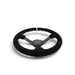 NRG Reinforced Steering Wheel (350mm / 3in. Deep) Blk Suede/X-Stitch w/5mm Blk Spoke & Yellow CM - Lunaticsco