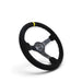 NRG Reinforced Steering Wheel (350mm / 3in. Deep) Blk Suede/X-Stitch w/5mm Blk Spoke & Yellow CM - Lunaticsco