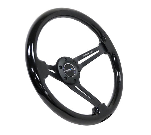 NRG Reinforced Steering Wheel (350mm / 3in. Deep) Blk Wood w/Blk Matte Spoke/Black Center Mark - Lunaticsco