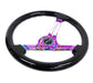 NRG Reinforced Steering Wheel (350mm / 3in. Deep) Blk Wood w/Blk Matte Spoke/Neochrome Center Mark - Lunaticsco