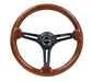 NRG Reinforced Steering Wheel (350mm / 3in. Deep) Brown Wood w/Blk Matte Spoke/Black Center Mark - Lunaticsco