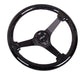 NRG Reinforced Steering Wheel (350mm / 3in Deep) Classic Blk Sparkle Wood Grain w/Blk 3-Spoke Center - Lunaticsco