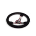 NRG Reinforced Steering Wheel (350mm) 3in Deep Pink Sakura Floral Solid Spoke - Black Suede/Stitch - Lunaticsco