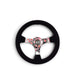 NRG Reinforced Steering Wheel (350mm) 3in Deep Pink Sakura Floral Solid Spoke - Black Suede/Stitch - Lunaticsco