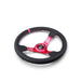 NRG Reinforced Steering Wheel (350mm/3in. Deep) Black Leather/ Fushia Center Mark/ Fushia Stitching - Lunaticsco