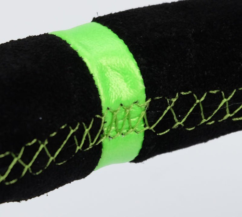 NRG Reinforced Steering Wheel 350mm/3in. Deep Blk Suede/ Neon Green Stitch w/5mm Matte Black Spoke - Lunaticsco